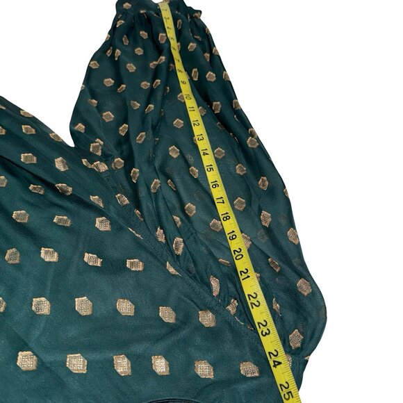 Calvin Klein Green & Metallic Gold Pattern Tie-Cuff Shift Dress Sz 10 NWT - Picture 10 of 13